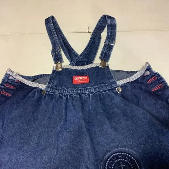 Vintage Oshkosh Denim Jean Jumper Dress Nautical Royal Marine Size 5 - Picture 4 of 11